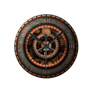 Opus Posh Steampunk Gears Round Clock