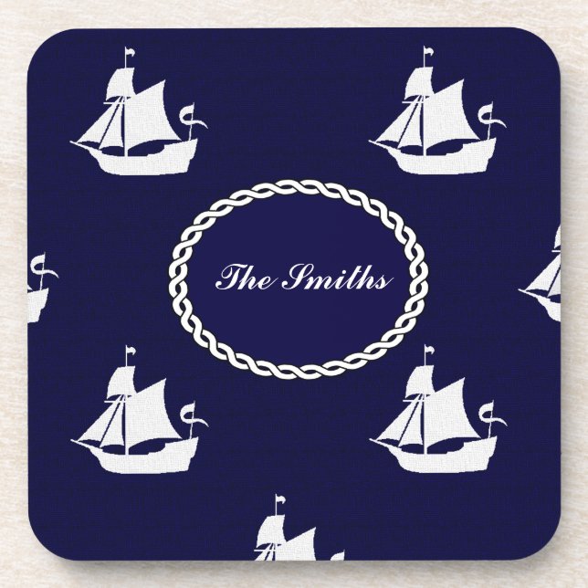 Opus Posh Tall Ships Nautical Design Coaster (Front)