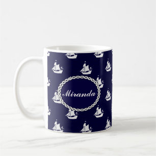 Opus Posh Tall Ships Nautical Design Coffee Mug