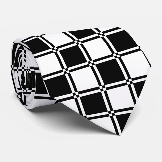 OPUS Ultimate Black and White Sillitoe Tartan Tie (Rolled)