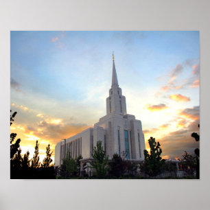 Oquirrh Mountain LDS temple utah mormon sunset Poster