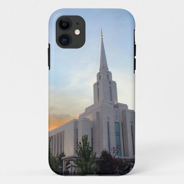 Oquirrh Mountain LDS Utah Temple sunset Case-Mate iPhone Case (Back)