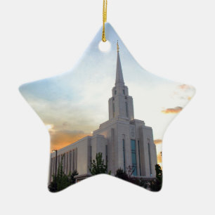 Oquirrh Mountain LDS Utah Temple sunset Ceramic Ornament