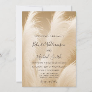 OR Code Blush Beige Pampas Grass Photo Invitation