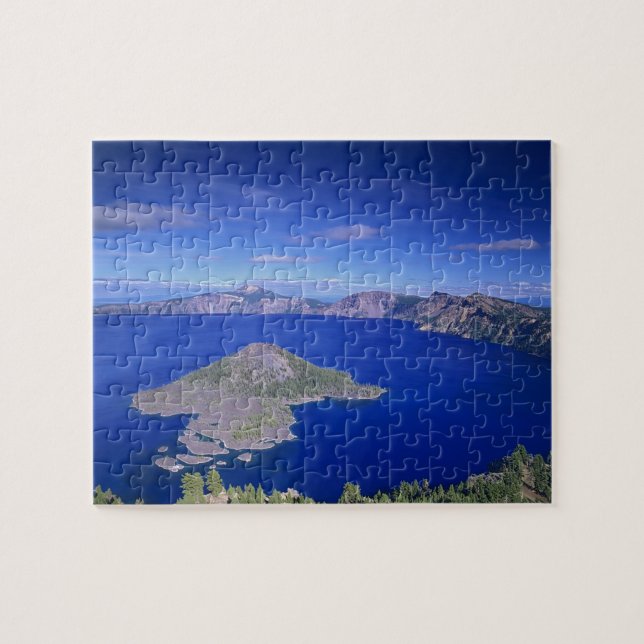OR, Crater Lake NP, Wizard Island and Crater Jigsaw Puzzle (Horizontal)