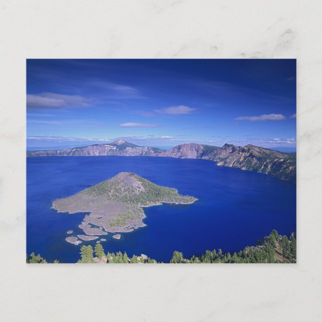OR, Crater Lake NP, Wizard Island and Crater Postcard (Front)
