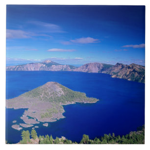OR, Crater Lake NP, Wizard Island and Crater Tile