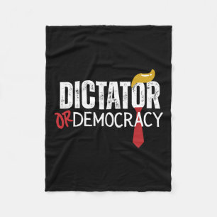 Or Democracy Funny Trump Hair Tie Fleece Blanket