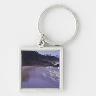 OR, Ecola SP, Indian Beach with morning fog Key Ring