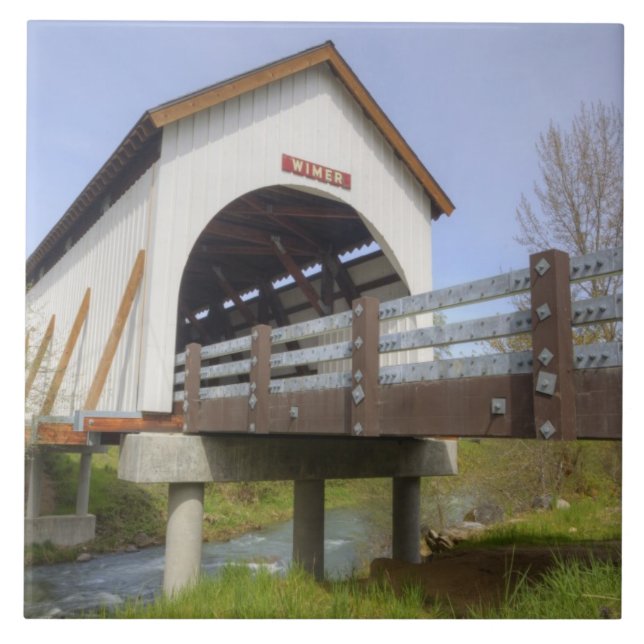 OR, Jackson County, McKee Covered Bridge Ceramic Tile (Front)