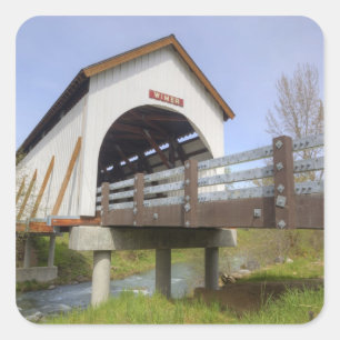 OR, Jackson County, McKee Covered Bridge Square Sticker
