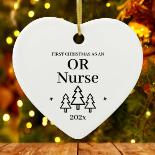 OR Nurse First Christmas Nursing Ceramic Ornament