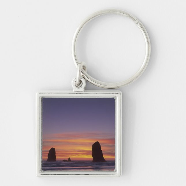 OR, Oregon Coast, Cannon Beach, seastacks at Key Ring (Front)