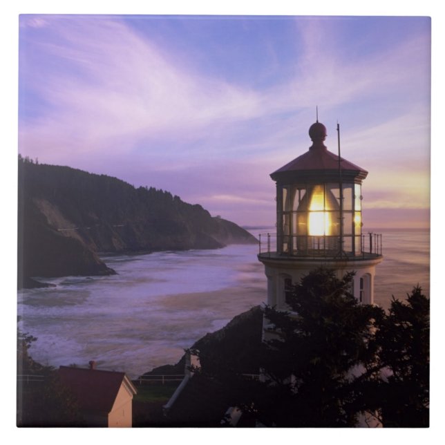 OR, Oregon Coast, Heceta Head Lighthouse, on Tile (Front)