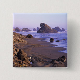 OR, Oregon Coast, Myers Creek, rock formations 15 Cm Square Badge