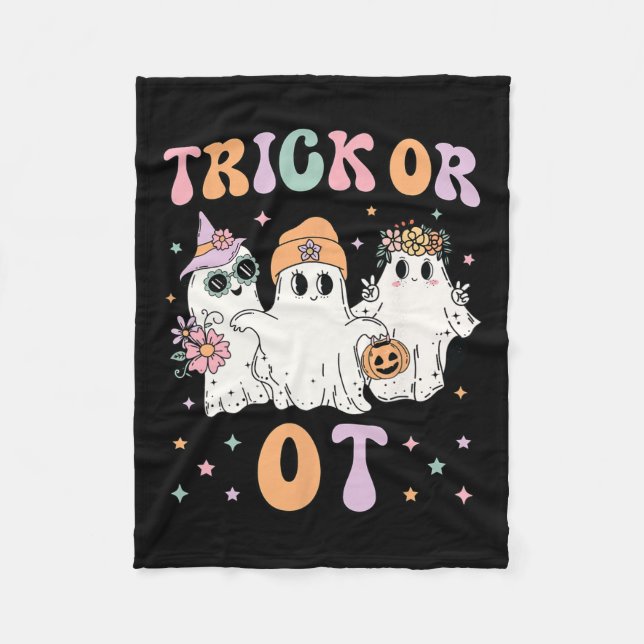 Or Ot Occupational Therapy Therapist Halloween Gho Fleece Blanket (Front)