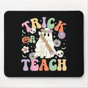 Or Teach Cute Teacher Halloween Retro Floral Ghost Mouse Pad