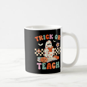 Or Teach Groovy Teacher Halloween Retro Floral Gho Coffee Mug