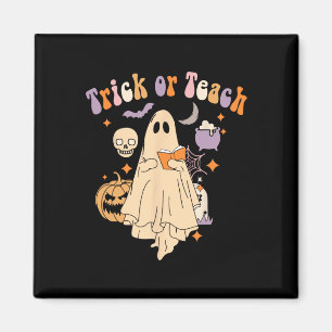 Or Teach Groovy Teacher Halloween Retro Floral Gho Magnet