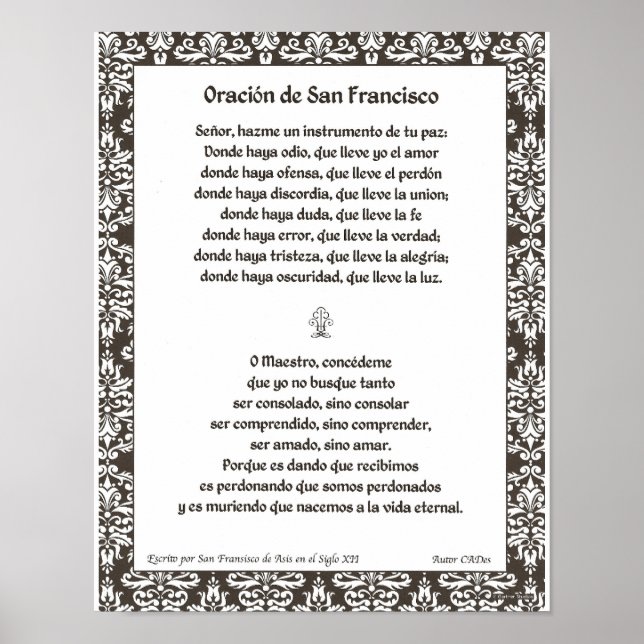 Oracion de San Fransisco Poster (Front)