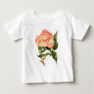 Oraeach pink rose flower botanical watercolor baby T-Shirt