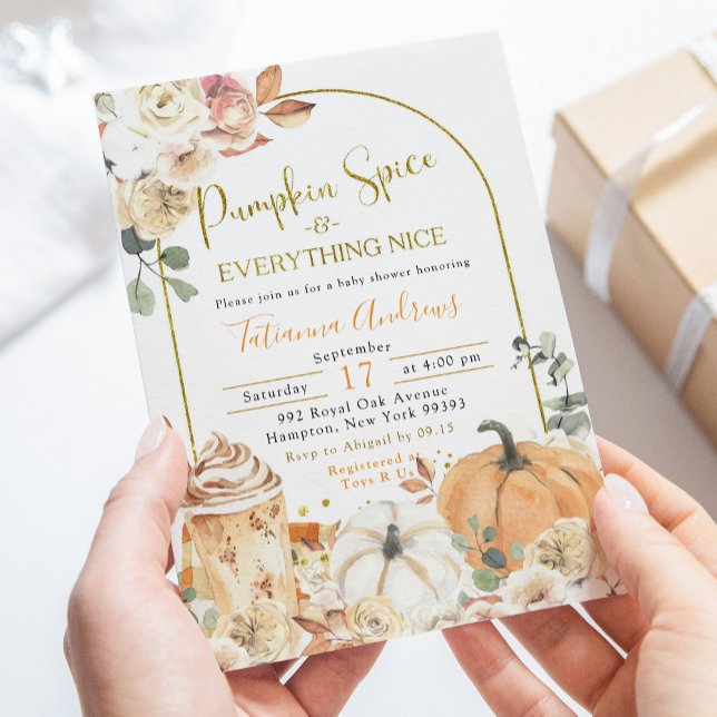 Orage Fall Boho Pumpkin Pumpkin Spice Baby Shower Invitation (Creator Uploaded)