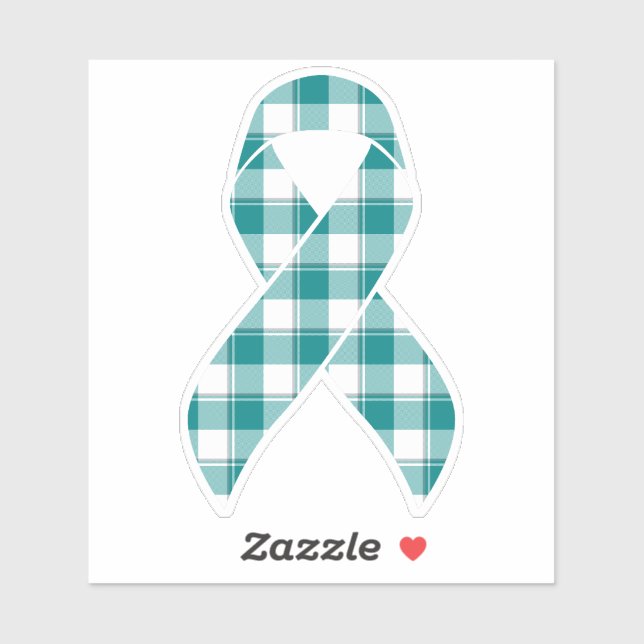 Oral Cancer Awareness Plaid Teal Ribbon (Sheet)
