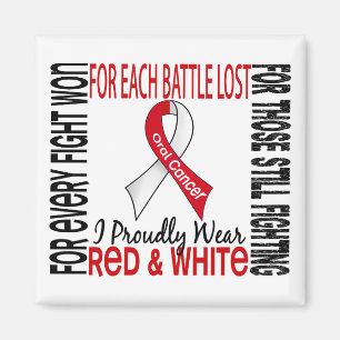Oral Cancer I Proudly Wear Red And White 2 Magnet