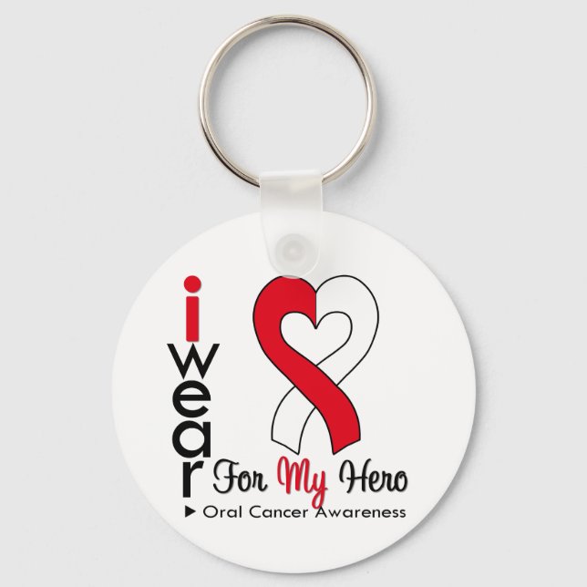 Oral Cancer I Wear Ribbon For My Hero Key Ring (Front)