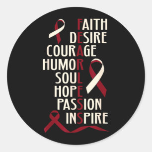 Oral Head Neck Cancer Awareness Fearless Classic Round Sticker