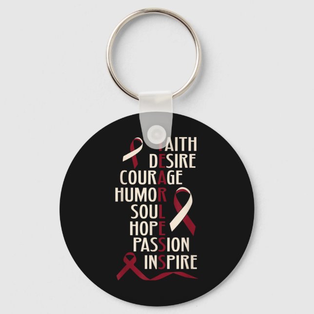 Oral Head Neck Cancer Awareness Fearless Key Ring (Front)