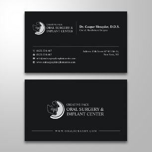 Oral Surgery, Implant Centre, Maxillofacial Black Business Card