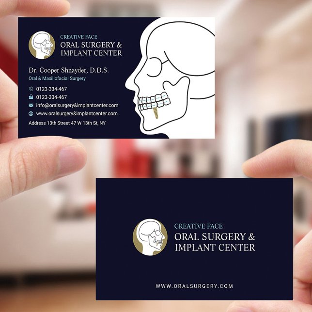 Oral Surgery, Implant Centre, Maxillofacial Skull Business Card (Creator Uploaded)