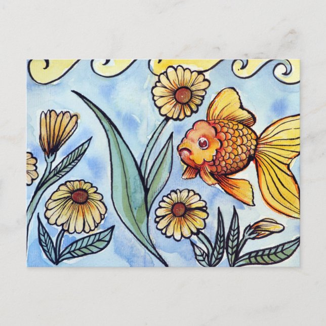 Oranda Fancy Goldfish Illustration                 Postcard (Front)
