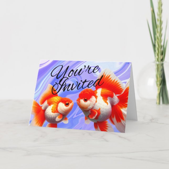 Oranda Goldfish Aquarium Fish Party Invitation  (Front)