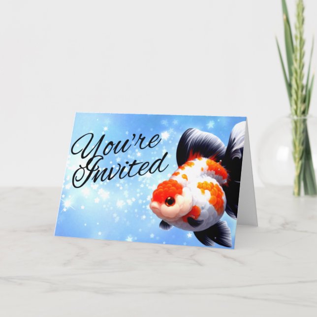 Oranda Goldfish Fancy Goldfish Aquarium Invite (Front)