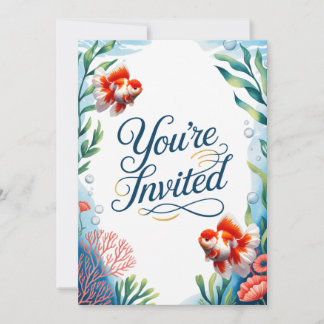 Oranda Goldfish Wedding Party Fish Invitation 