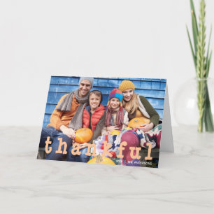 Orang Thankful Family Photo Thanksgiving Card