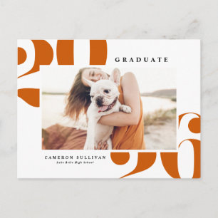 Orange 2026 Bold Typography Photo Graduation Invitation Postcard