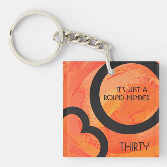 Orange 30 Decade Birthdday Key Ring (Front)