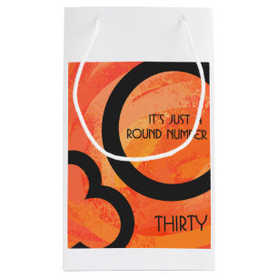 Orange 30 Decade Birthdday Small Gift Bag