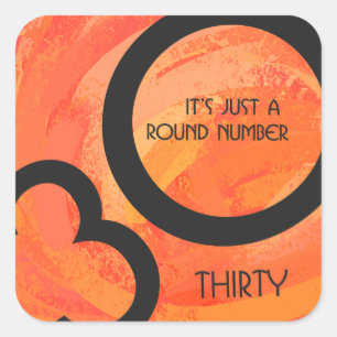 Orange 30 Decade Birthdday Square Sticker