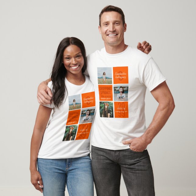 Orange 3-Photo Fun Boxes Class Year T-Shirt (Unisex)