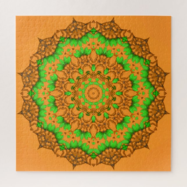 Orange 3D Art Mandala Jigsaw Puzzle (Vertical)