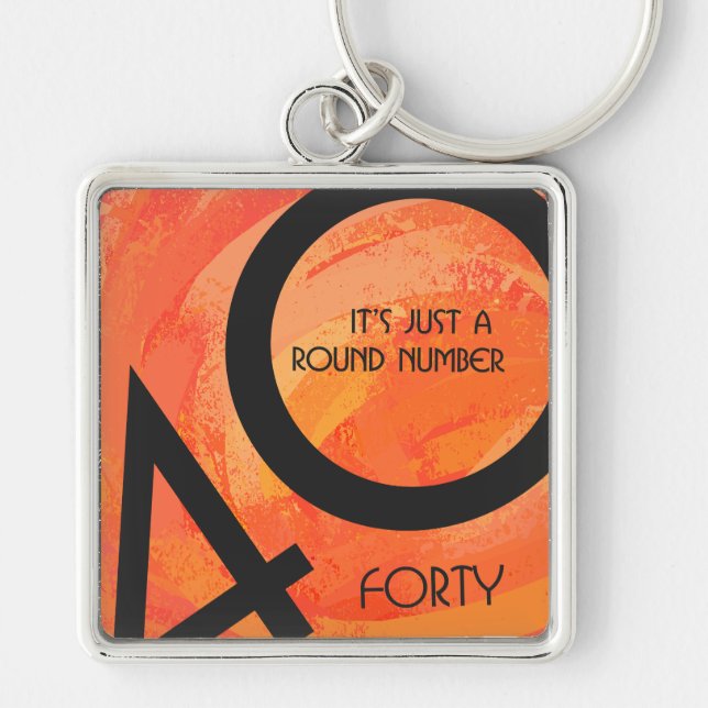 Orange 40 Decade Birthday Key Ring (Front)