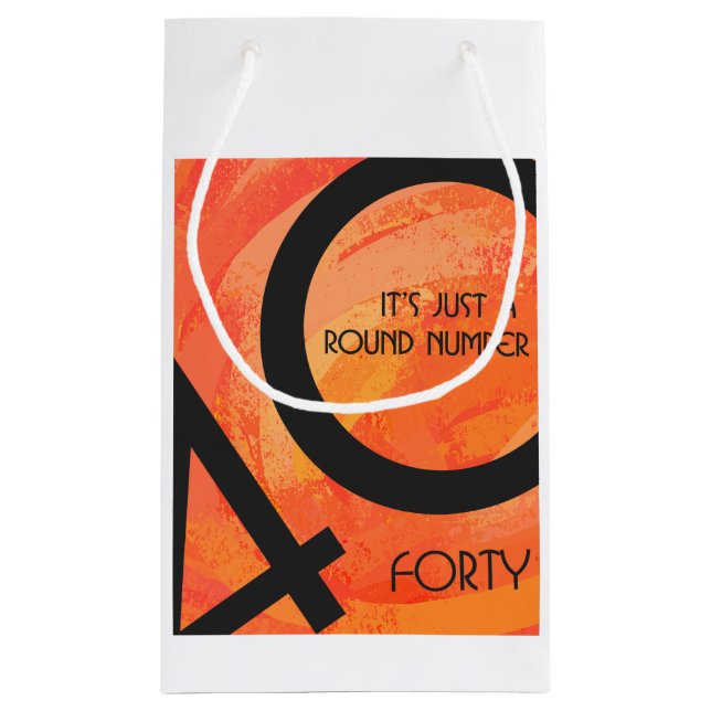 Orange 40 Decade Birthday Small Gift Bag (Back)