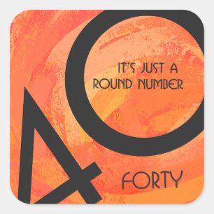 Orange 40 Decade Birthday Square Sticker