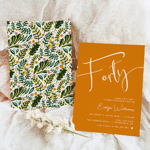 Orange 40th Birthday Invitation