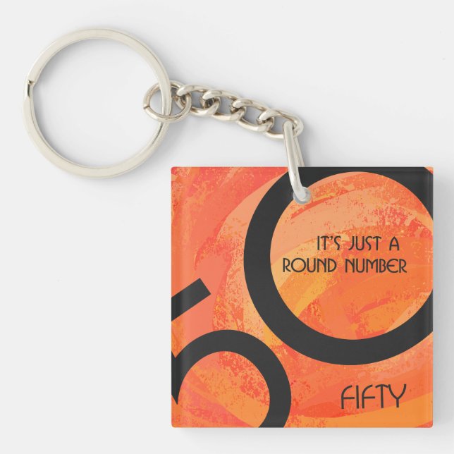 Orange 50 Decade Birthday Key Ring (Front)