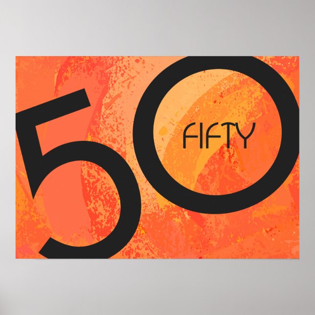 Orange 50 Decade Birthday Poster (Front)